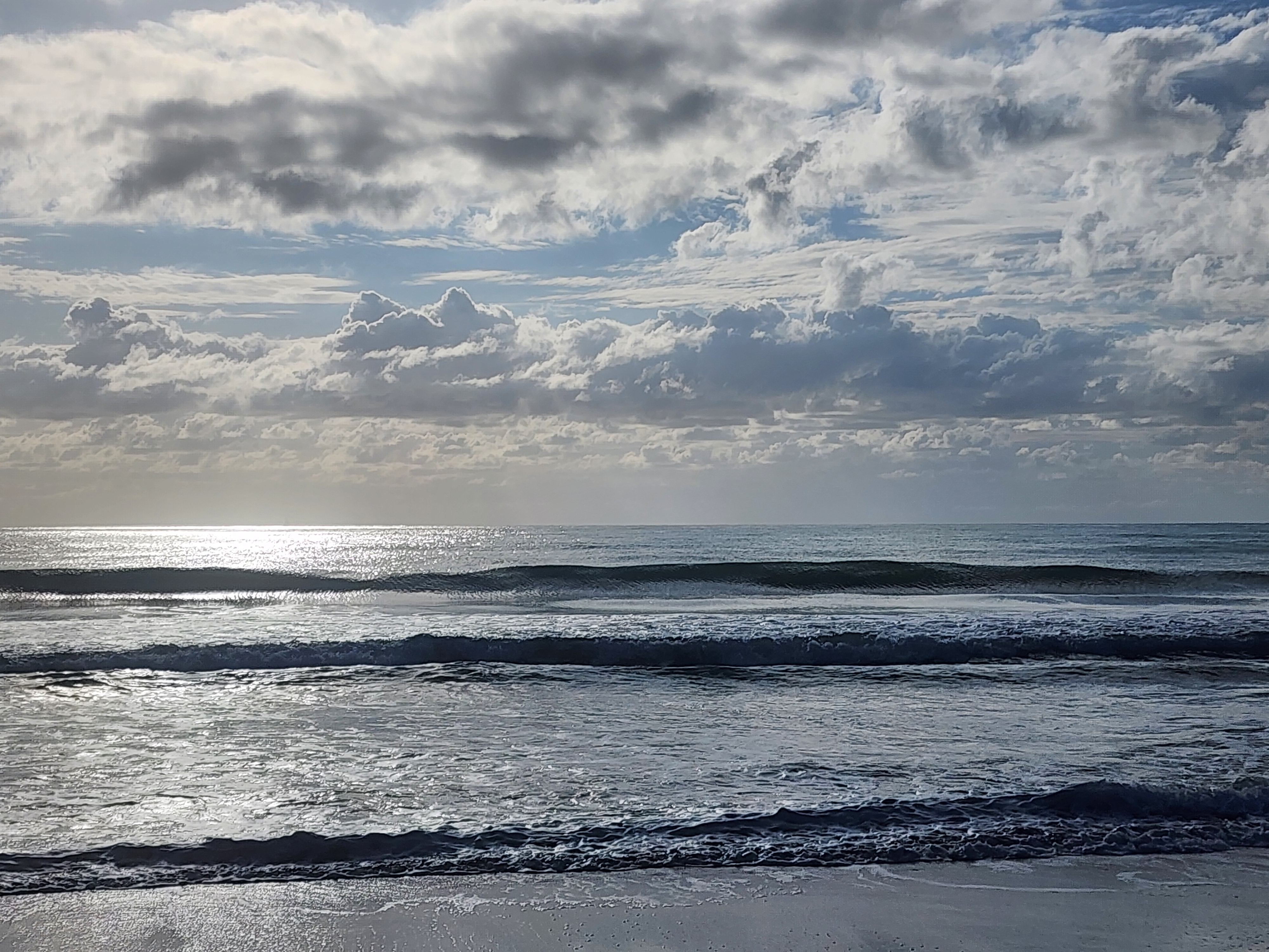 Clean wave with light texture breaking at 31st Street Cocoa Beach through sea oats