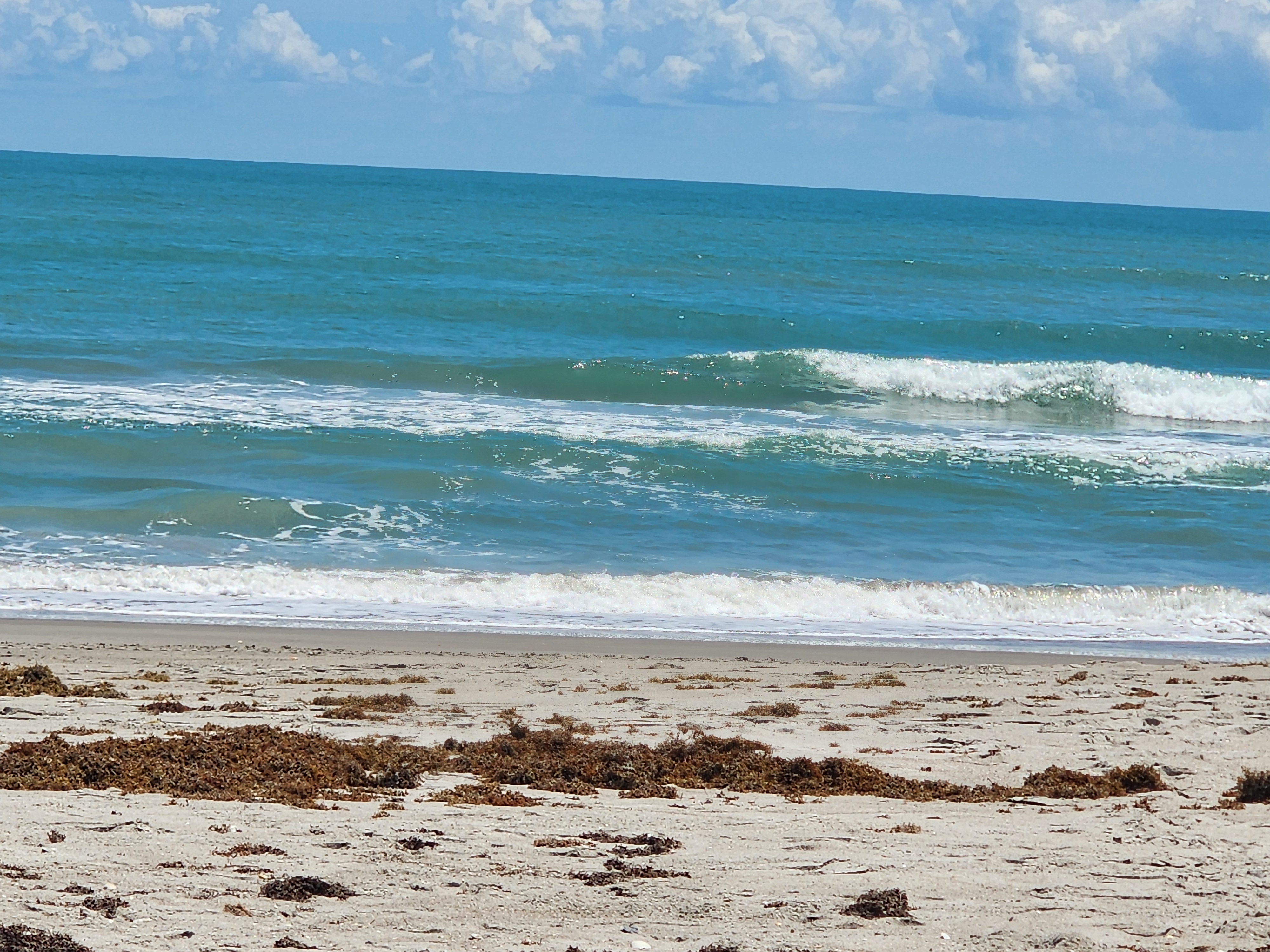 Small clean wave with green face at Picnic Tables South Cocoa Beach afternoon April 29