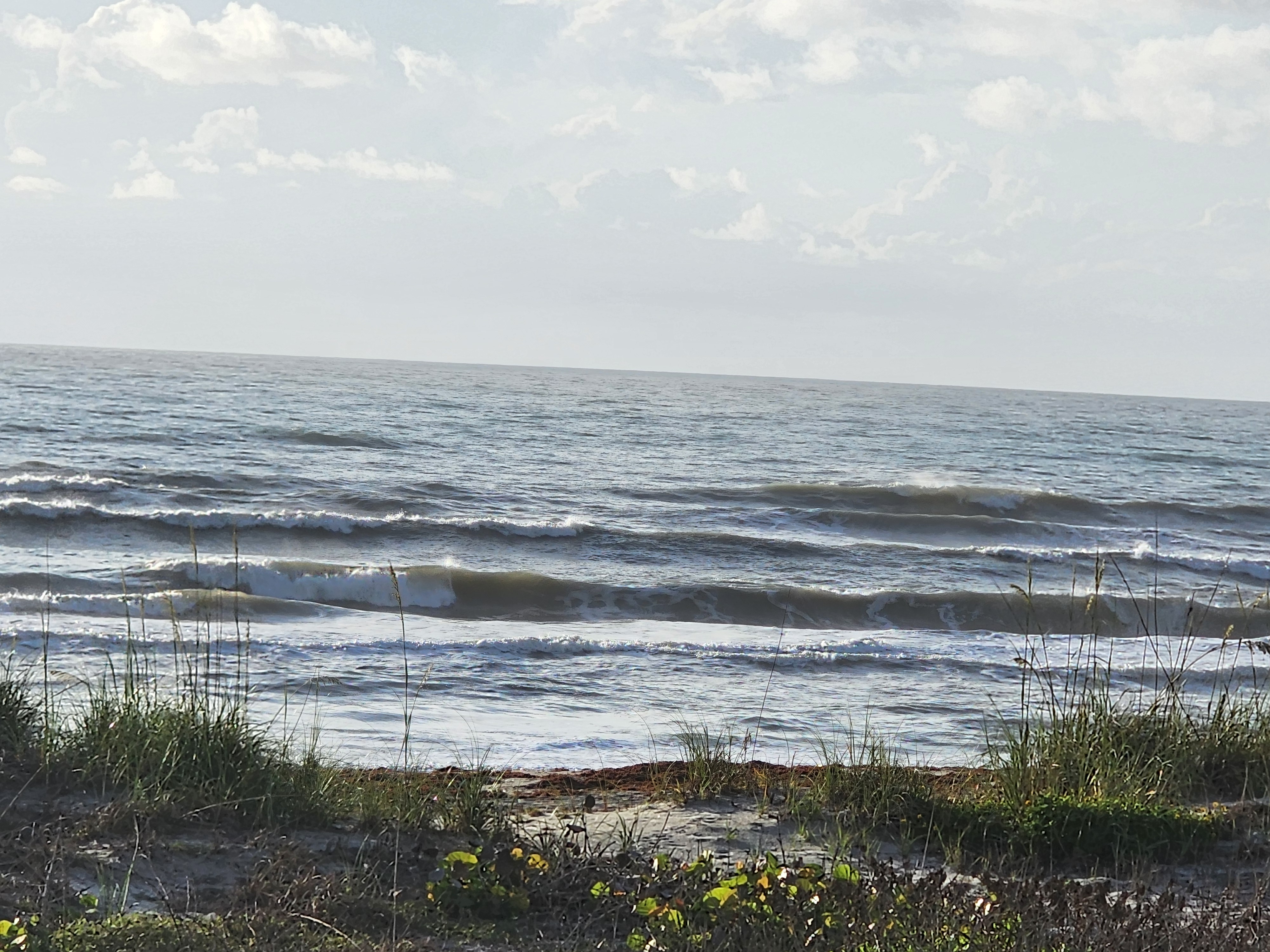 Cocoa Beach surf photo 6 — 2-3'+ with light onshore 5 mph or less — fairly clean and fun for shortboard or longboard. Hot day, get out there!