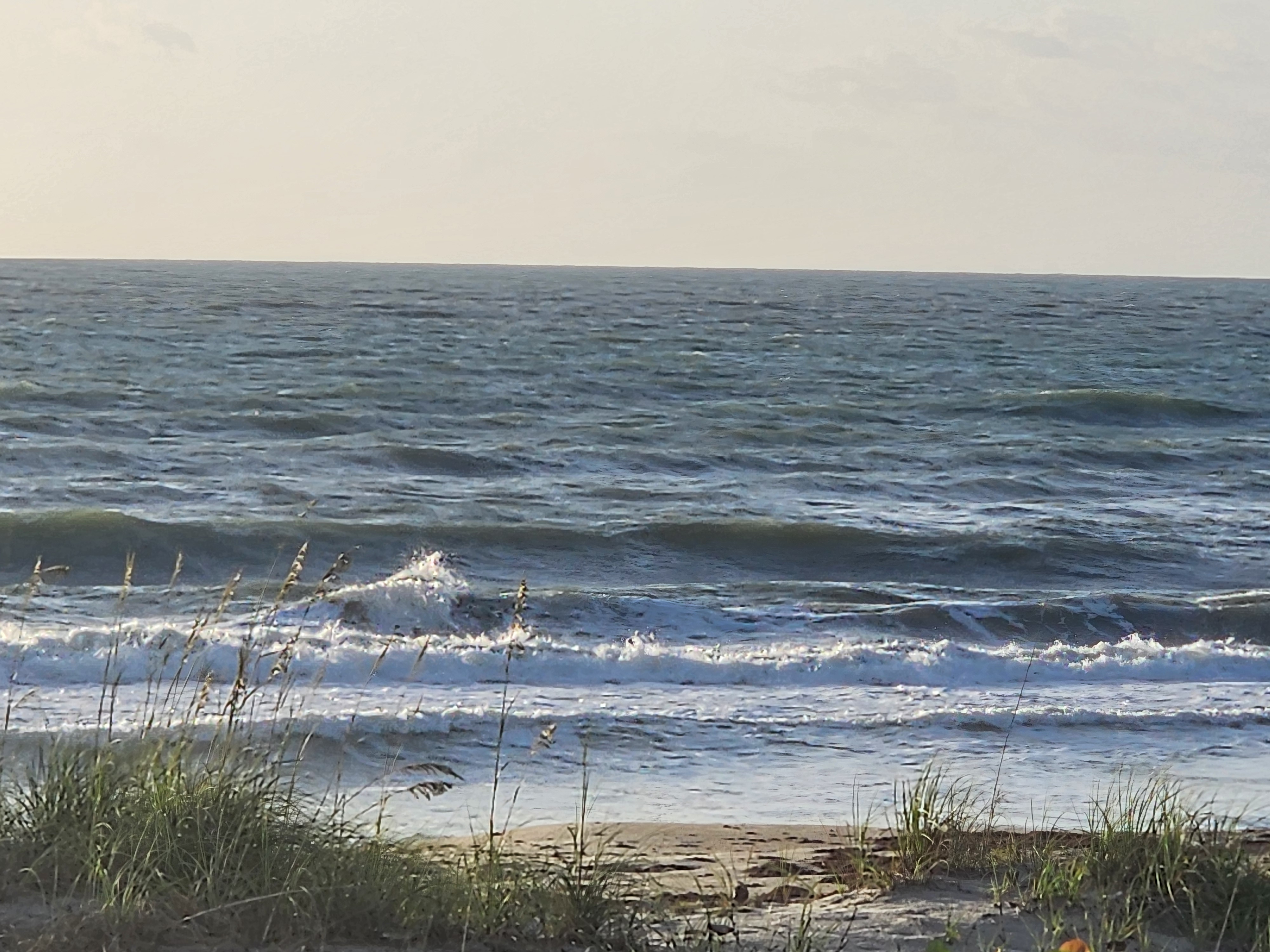 Bumpy 3-4 foot surf with ENE wind chop and sea oats at South Cocoa Beach June 4 2026